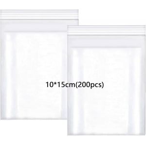 10x15cm/200pièces Sachet Plastique Transparent Refermables Pochon Petit Emballage Sac Plastique Sacs En Plastique Fort Et Robuste Au Stockage Hermétique De Petits Objets Sachet 100¿M - Neuf