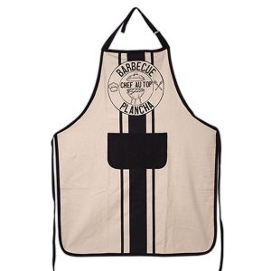 PROMOTION ! Tablier de cuisine coton 'Barbecue Plancha' beige noir - 90x70 cm (chef au top) - Neuf
