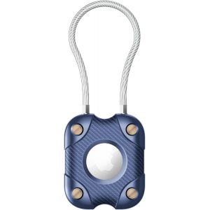 VornixorSarlshop-Support Air Tag avec c&acirc;ble m&eacute;tallique, verrouillage s&eacute;curis&eacute;, &eacute;tanch&eacute;it&eacute; IPX7, coque de protection rigide &agrave; 360&deg; pour Apple Air Tag pour porte-cl&eacute;s, voiture, bagage - Neuf