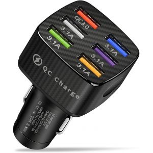 Chargeur De Voiture Multi-USB, Charge Rapide 3.0 Adaptateur Allume-Cigare, Chargeur Voiture 6 Ports Multi-Protection, Accessoires Universels D&eacute;coratifs Int&eacute;rieure pour Automobile(Noir) - Neuf