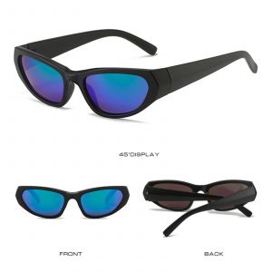 Lunettes De Soleil D'&eacute;quitation En Forme D'?il De Chat Uv400 Lunettes De Sport Lunettes Anti-&Eacute;blouissement Noir Vert - Neuf