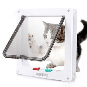 Porte Pour Chat Et Chien En Abs Blanc, Entrée Et Sortie Sans Trou, Porte Pour Animaux De Compagnie - Neuf
