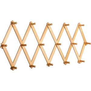 Loc-Porte-Manteau Mural En Accordéon Avec 16 Crochets, Moderne Et Extensible, Pour Chapeaux, En Bois Massif, Couleur Naturelle - Neuf