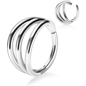 Tianyi-Piercing Septum Clicker Triple Open Stack Conch Daith Piercing Bijoux Cartilage Piercing Anneau En Acier Chirurgical Conch Daith Helix Rook Lobe Boucle D'oreille 18g 16g - Neuf