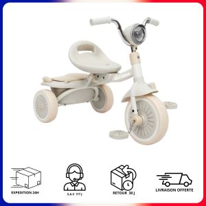 Tricycle Enfant Pliant S&eacute;curit&eacute; Confort Apprentissage - Rose Bleu Beige - Neuf