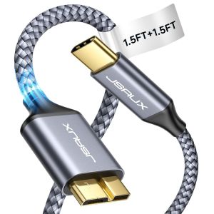 JGD-Lot de 2 C&acirc;ble USB C vers Micro USB 3.0 C&acirc;ble Disque Dur Cable Type C m&acirc;le vers Micro B m&acirc;le pour Disque Dur Externe Toshiba Seagate WD My Passport Elements Toshiba Canvio Galaxy S5-0.5M+0.5M - Neuf