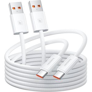 THEF-Cable USB A vers USB C [2 Pièces 2 M] Nylon Câble USB C Charge Rapide, Cordon Données Type C pour iPhone 15 16 Pro Max, Samsung S24 S23 Note 10, Huawei P60 / Mate 60, Honor - Neuf