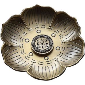 Porte-bâton d'encens en alliage de zinc Lotus Ash Catcher,plaque d'encens vintage Porte-bâton d'encens pour en - Neuf