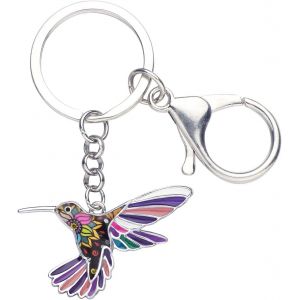 Kal-Porte-Cl&eacute;s Colibri Volant En Alliage De Zinc &Eacute;maill&eacute; Strass Oiseaux Bijoux Cadeaux Pour Femmes Filles Porte-Monnaie Clef - Neuf
