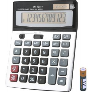 Calculatrice de poche standard &agrave; grandes touches-Double alimentation (solaire et batterie)-Pour bureau,maison,&eacute;cole (argent&eacute;) - Neuf