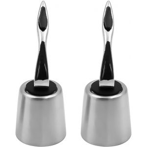 Checarzhn--No1-Paquet De 2 Bouchons De Bouteille De Vin, Bouchons De Champagne En Acier Inoxydable Avec Bouchon De Couvercle En Silicone Pour La Plupart Des Bouteilles De Vin Blanc Ou De Vin Rouge - Neuf