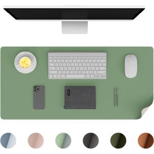 KALANKA-Sous-main de bureau, tapis de bureau en cuir PU - Grand tapis de souris antidérapant - Tapis de bureau imperméable - Pour bureau et maison (vert clair, 80 x 40 cm) - Neuf