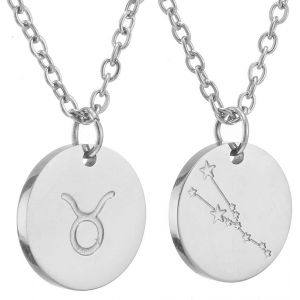 Kal-Zodiac Chain - Collier Pendentif Zodiaque Or/Argent/Or Rose I Collier Zodiaque Acier Inoxydable Femme, Collier Acier Inoxydable Femme - Neuf