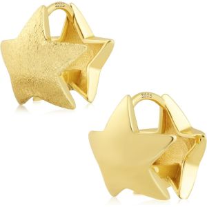 Kal-Boucles D'oreilles Créoles En Argent 925, Créoles Épais Petit Grand, Boucles D'oreilles Huggie, Chunky, Hypoallergénique, Plaqué Or 14 Carats, Pour Femme - Neuf