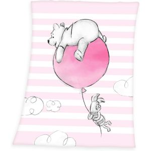 Tianyi-Winnie L'ourson Couverture Pour Bébés, Microfibre, 75 X 100 Cm, Rose/Blanc - Neuf