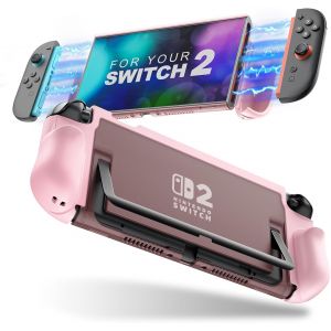 &Eacute;tui Amovible pour Nintendo Switch 2 2025, &Eacute;tui de Protection TPU Grip Accessoires avec Joycon Design &agrave; D&eacute;gagement Rapide pour Switch 2,Coque Rigide Anti-rayures et Antichoc pour Console, Rose - Neuf