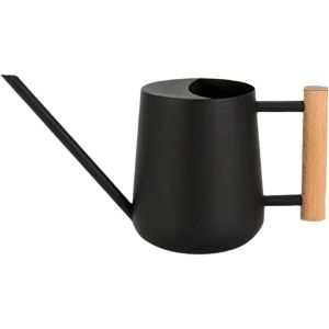 Arrosoir Interieur avec Bec Long, Capacite 34oz, Metal Noir avec Poignee Bois Noir-Z1 - Neuf