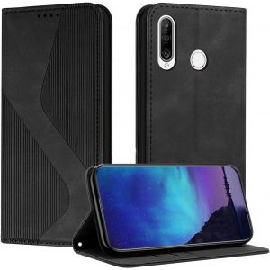 Case For Huawei P30 Lite/Nova 4E, Huawei P30 Lite/Nova 4E Case, Pu Leather Wallet Flip Case Magnetic Flip Case Cover (Black) - Neuf
