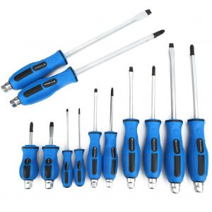 Jeu de 12 tournevis a tete plate robustes pour ingenieurs (12 pieces antiderapantes) - Neuf