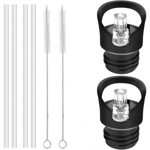 Eryi-Bouchon Gourde 2 Pack Bouchon Gourde Isotherme Bouche Standard Bouteille D'eau Straw Lid Couvercle De Remplacement Avec Paille Bouteille D'eau De Sport Accessoires - Neuf