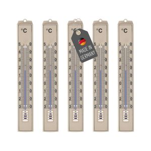 ChenQuanSarl-Lot De 5 Thermomètres De Jardin - Affichage Précis De La Température De -30 À 50 °C - Thermomètre Robuste De 18 Cm De Long - Beige - Boîtier En Plastique Pour L'Intérieur, L'Extérieur, L - Neuf