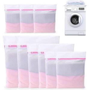 sacs à linge, sac à linge spécial anti-déformation, protection pour tissu sensible et résistant dans la machine à laver, solide et durable, sac à linge en maille fine, protection, 9 pièces - Neuf