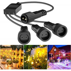 JGD-Rallonge Guirlande Exterieure, Connecteur Guirlande Exterieur 27cm, 1 &agrave; 3 R&eacute;partiteur de Guirlande Lumineuse, Connecteur Guirlande Lumineuse Noel, Etanche IP65 - Neuf