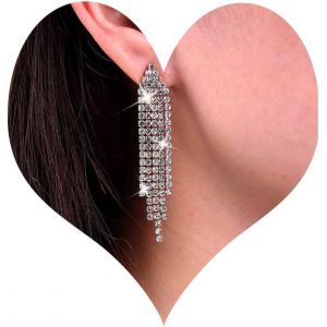Kal-Strass Lustre Gland Boucles D'oreilles Chaîne En Cristal Longue Chaîne De Tennis Shine Chandelier De Mariée Bijoux Pour Femmes - Neuf