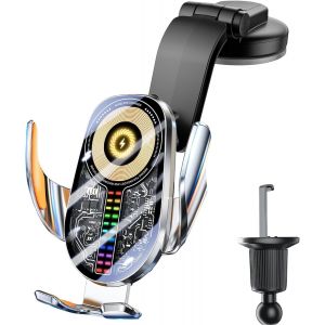 15w Support Telephone Voiture Induction, [Serrage Automatique 360°] Rapide Chargeur Induction Voiture Avec Clip Ventilation Pour Iphone 16 15 Pro , Galaxy S24 S23 S22 (Noir) - Neuf