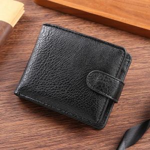 Portefeuille Vintage Pour Hommes En Cuir À Loquet Court Homme Portefeuilles Décontracté Durable Pochette À Monnaie Mâle Mince Photo Porte-Carte D'Identité Sac À Main Pince À Billets.Black. - Neuf