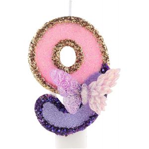 Pink Violet Bougie Numéro D'anniversaire 9 Ans,3d Violet Papillon Bougies Anniversaire,Décorations De Anniversaires Pour Pour Filles Gâteaux La Fête[Z2422] - Neuf