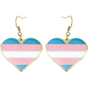 Boucles D'oreilles Pendantes En Forme De Coeur Transgenre Pour Gay Et Lesbienne Lgbt - Cadeau De Fiert&eacute; Arc-En-Ciel (C?Ur Transgenre), M&eacute;tal - Neuf