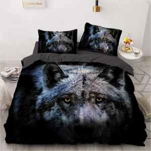 Parure De Lit D Avec Motif De Loup, Tendance, Fantaisiste, Housse De Couette Respirante Avec Fermeture ¨¦Clair Pour Enfants (G, X ?Cm) - Neuf