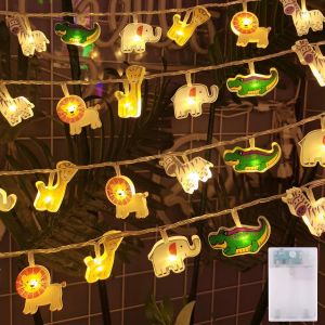 Kal-Guirlande Lumineuse De 1,5 M À 10 Led, Motif Animal, Étanche, Avec Minuteur, Veilleuse Pour Chambre D'enfant, Garçon Et Fille, Lit De Maison, Cadeau D'anniversaire, Décoration De Fête - Neuf