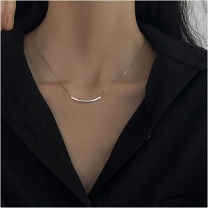 Kal-Collier Pendentif Barre Horizontale Punk Collier Cha&icirc;ne Barre Tube Balance Collier Collier Barre Argent&eacute;e Collier Ras De Cou Barre Horizontale Minimaliste Bijoux Pour Femmes Et Filles - Neuf