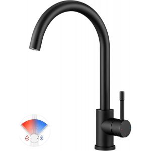 Robinet De Cuisine Pivotant À 360°, Haute Pression, Noir, Mitigeur De Cuisine Avec Arc Haut, Raccord G3/8 - Neuf