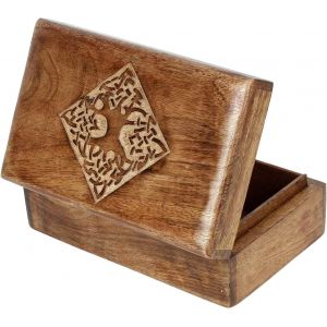 Tianyi-Boîte À Bijoux En Bois De Style Indien Fait À La Main Avec Motif Celtique Sculpté À La Main - Neuf