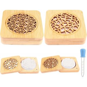 2pcs Diffuseur D'huiles Essentielles En Plâtre Avec 2 Boîte À Parfum En Bois Parfait Parfum Galet Diffuseur Pour Le Salon La Salle De Bain Et La Chambre - Neuf