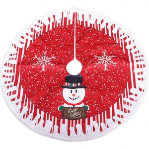 Jupe de sapin de No&euml;l avec imprim&eacute; mignon de P&egrave;re No&euml;l, bonhomme de neige et rennes, en peluche non tiss&eacute;e, tapis de sol, d&eacute;coration de No&euml;l multicolore - Neuf