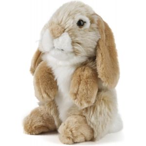 Lapin Assis Marron Aux Oreilles Tombantes,Lapin En Peluche Doux Et R&eacute;aliste,Peluche &Eacute;cologique Naturli,18Cm - Neuf