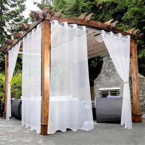Nouvelhorizonstore-Lot De 2 Rideaux Transparents Imperm&eacute;ables &Agrave; ?Illets Pour Salon, Chambre &Agrave; Coucher, Porche, Pergola, Cabane, 137,2 X 213,4 Cm, Blanc - Neuf