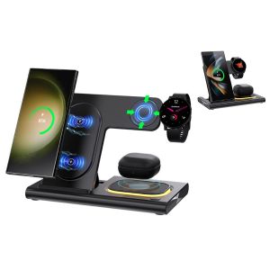 Station de charge sans fil 3 en 1 pour montre Samsung et iPhone - Noir - Neuf