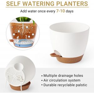 Lot De 2 Pots De Fleurs &Agrave; Suspendre De 19,1 Cm En Macram&eacute; Avec Auto-Arrosage-Pour Int&eacute;rieur-Avec Crochets-Sans Pompons-Pour D&eacute;coration D'int&eacute;rieur Boh&egrave;me-Ivoire - Neuf