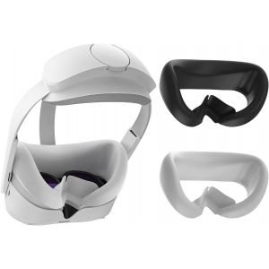 MEVRONISSHOP-Masque en Silicone Compatible avec Les Accessoires pour Casque Oculus Quest 2 Masque VR Lavable 2pcs pour Casque Meta Quest 2 (Blanc et Noir) - Neuf