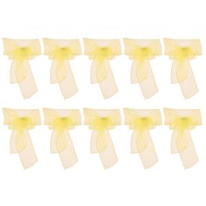 Hjlian Lot De 10 Nouds De Chaise En Organza Pour Banquet, Decoration De Mariage, Jaune Vif - Neuf