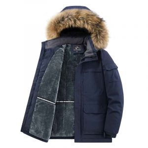 Parka À Capuche Avec Col En Fourrure Pour Homme,Veste D'extérieur,Manteau Décontracté,Veste D'optique Chaude,Doublé De Sourire,Manteau Épais,Automne Et Hiver - Neuf