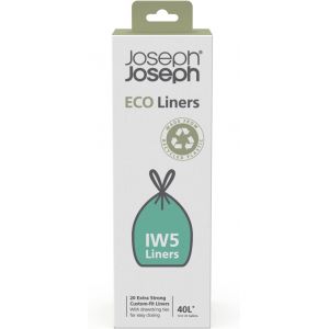 KALANKA-IW5 - Sacs poubelles écologique en plastique recyclé, sacs pour déchets de cuisine avec Fermeture à Poignées coulissantes, très résistants - 20 sacs, 40 litres, gris - Neuf