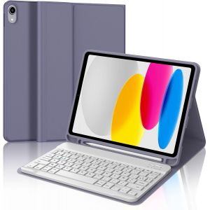 Clavier Ipad 10/11ème Generation (10.9 Pouces 2022/11 Pouces A16 2025), Coque Clavier Azerty Sans Fil Bluetooth Pour Ipad 10eme/11eme Avec Porte Crayon, Violet Lavande[Z874] - Neuf