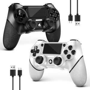 2 Pack Manette Sans Fil Pour Ps4¿Contrôleur De Jeu Pour Ps4/Pro/Slim/Pc¿Gamepad Joystick Avec Turbo/Bouton Retour/Double Vibration/6-Axes Gyro Sensor/Panneau Tactile (Non Noir Et Blanc) - Neuf