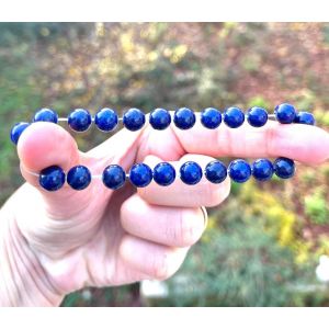 Bracelet En Lapis Lazuli Naturel &iquest; Perles Authentiques 8mm &iquest; Bijou &Eacute;l&eacute;gant & Symbolique &iquest; Harmonie, Sagesse & &Eacute;nergie Positive &iquest; Bracelet Unisexe Femme & Homme &iquest; Id&eacute;e Cadeau Lithot[Bra9201788] - Neuf